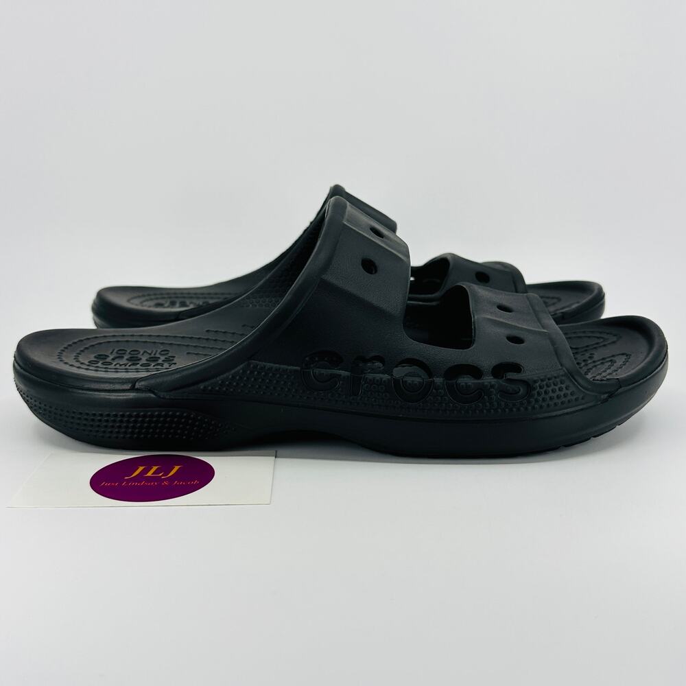 Crocs Baya Black Slip On Comfort Slide Sandals 207627 Size 8 Men's/ 10 Women's